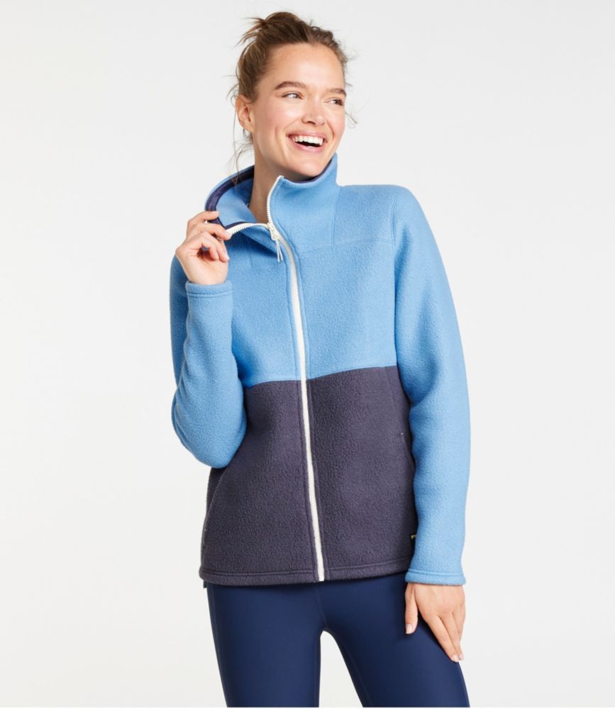 Women's Katahdin Fleece Full-Zip Jacket, Colorblock, Mallard Teal/Collegiate Blue, small image number 2