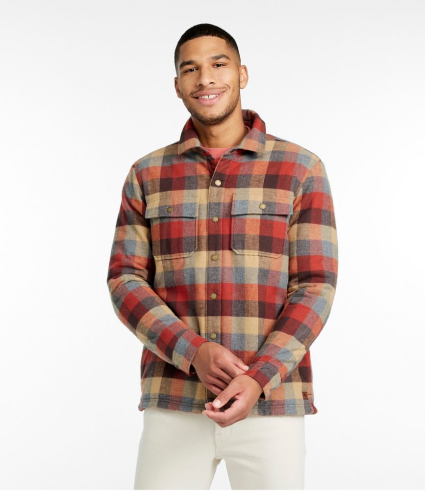 Men's PrimaLoft Lined Chamois Shirt Jac, Traditional Untucked Fit, Plaid, Apple Cinnamon, small image number 2