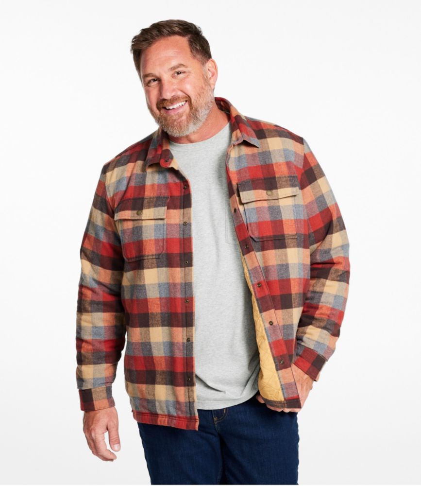 Men's PrimaLoft Lined Chamois Shirt Jac, Traditional Untucked Fit, Plaid, Apple Cinnamon, small image number 4