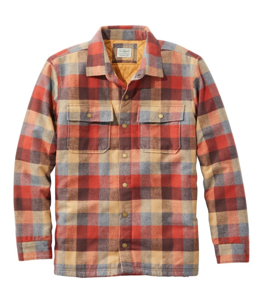 Men's PrimaLoft Lined Chamois Shirt Jac, Traditional Untucked Fit, Plaid, Apple Cinnamon, small image number 1