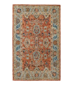 Single Border Terracotta Wool Tufted Rug