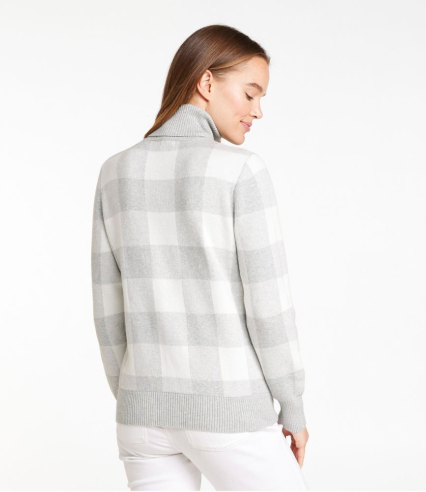 Women's Cotton/Cashmere Sweater, Turtleneck Jacquard, , small image number 2