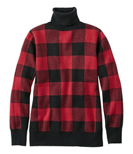Women's Cotton/Cashmere Sweater, Turtleneck Jacquard