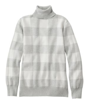 Women's Cotton/Cashmere Sweater, Turtleneck Jacquard