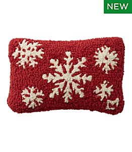 Wool Hooked Throw Pillow, Snowflake, 8" x 12"