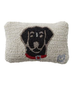 Wool Hooked Throw Pillow, Black Lab, 8" x 12"