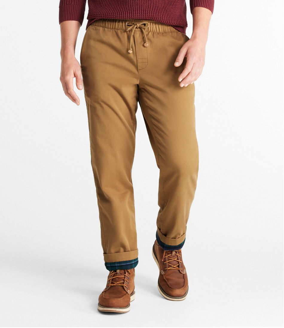 Men's Double L Chinos, Natural Fit, Plain Front, Flannel-Lined