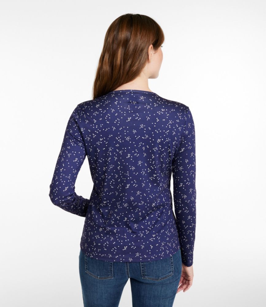 Women's Pima Cotton Tee, Long-Sleeve Crewneck Print