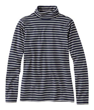 Women's Pima Turtleneck, Long-Sleeve Stripe