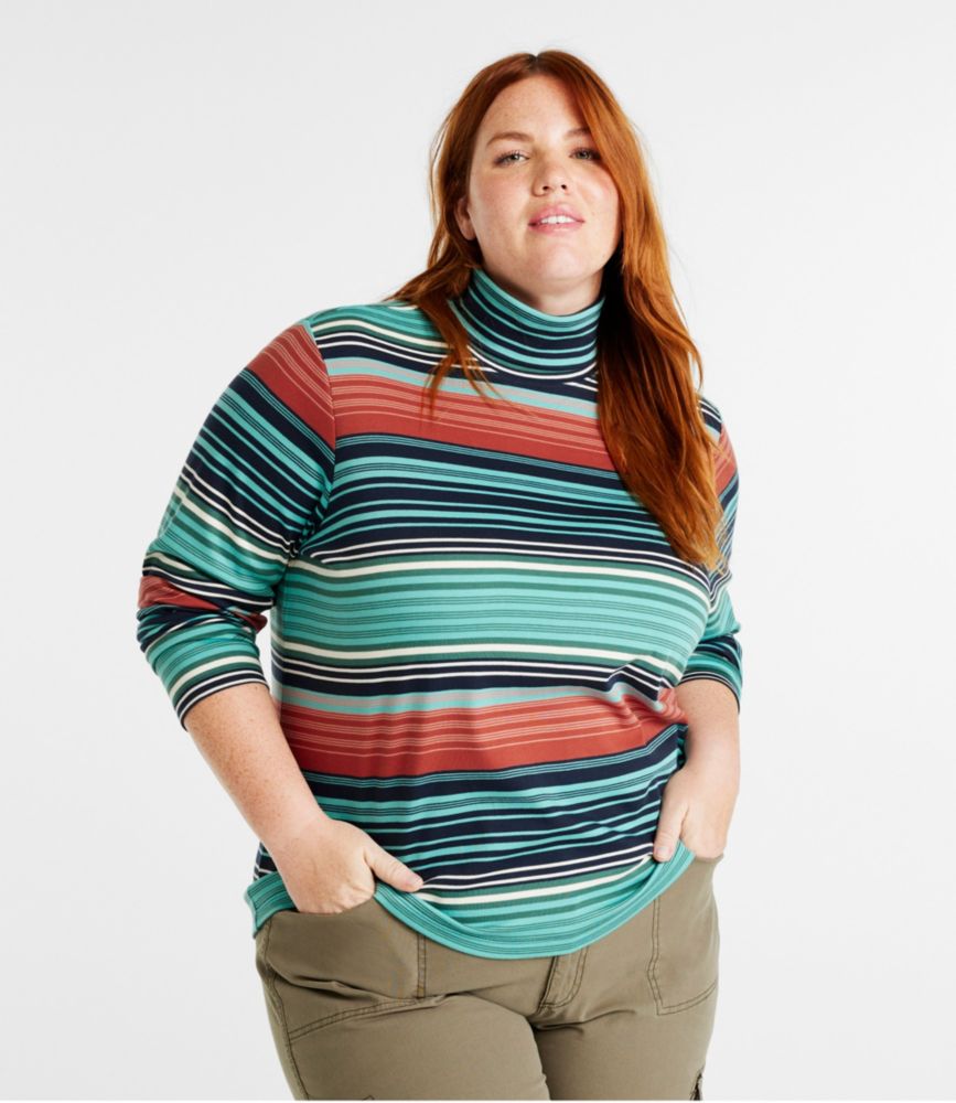 Women's Pima Turtleneck, Long-Sleeve Stripe