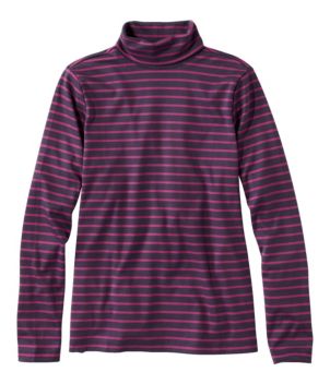 Women's Pima Turtleneck, Long-Sleeve Stripe