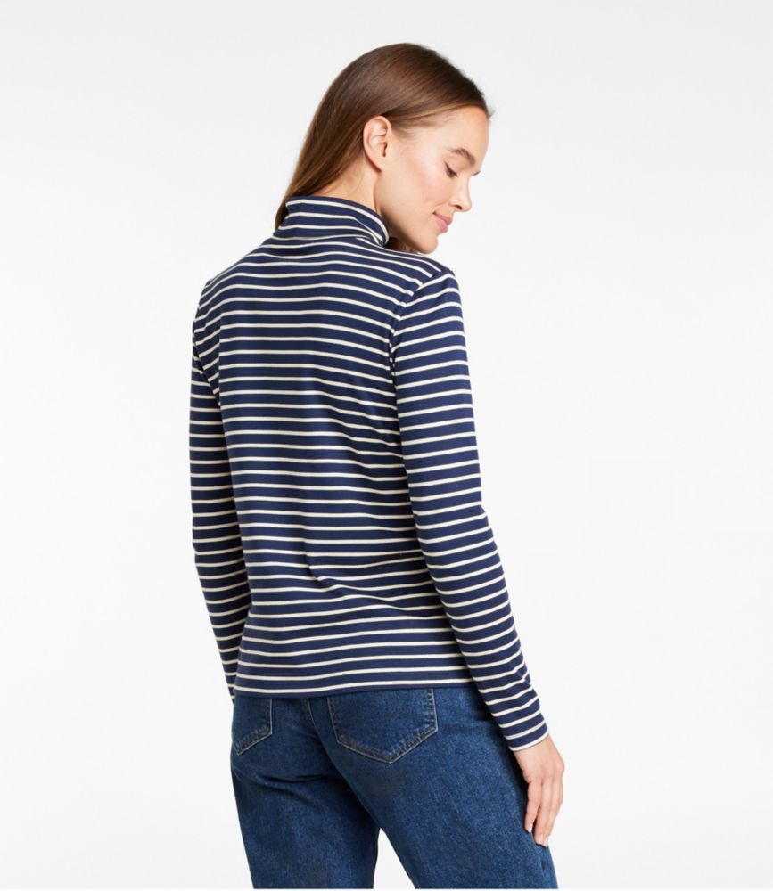 Women's Pima Turtleneck, Long-Sleeve Stripe, , small image number 4