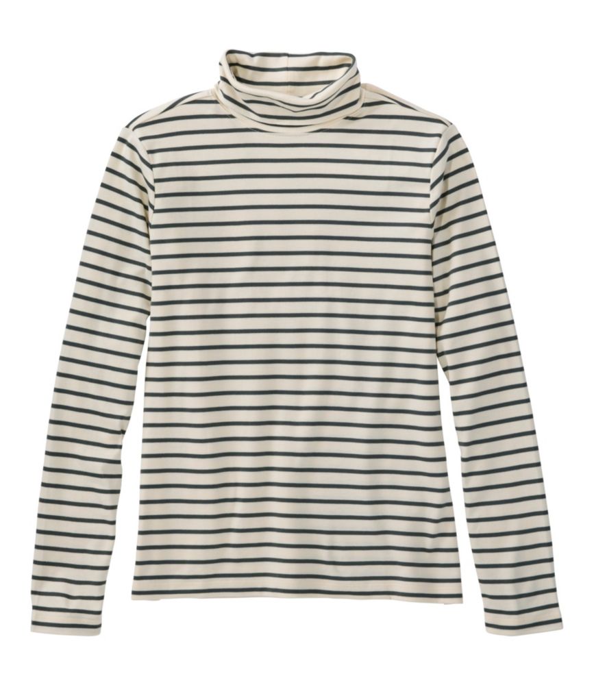 Women's Pima Turtleneck, Long-Sleeve Stripe