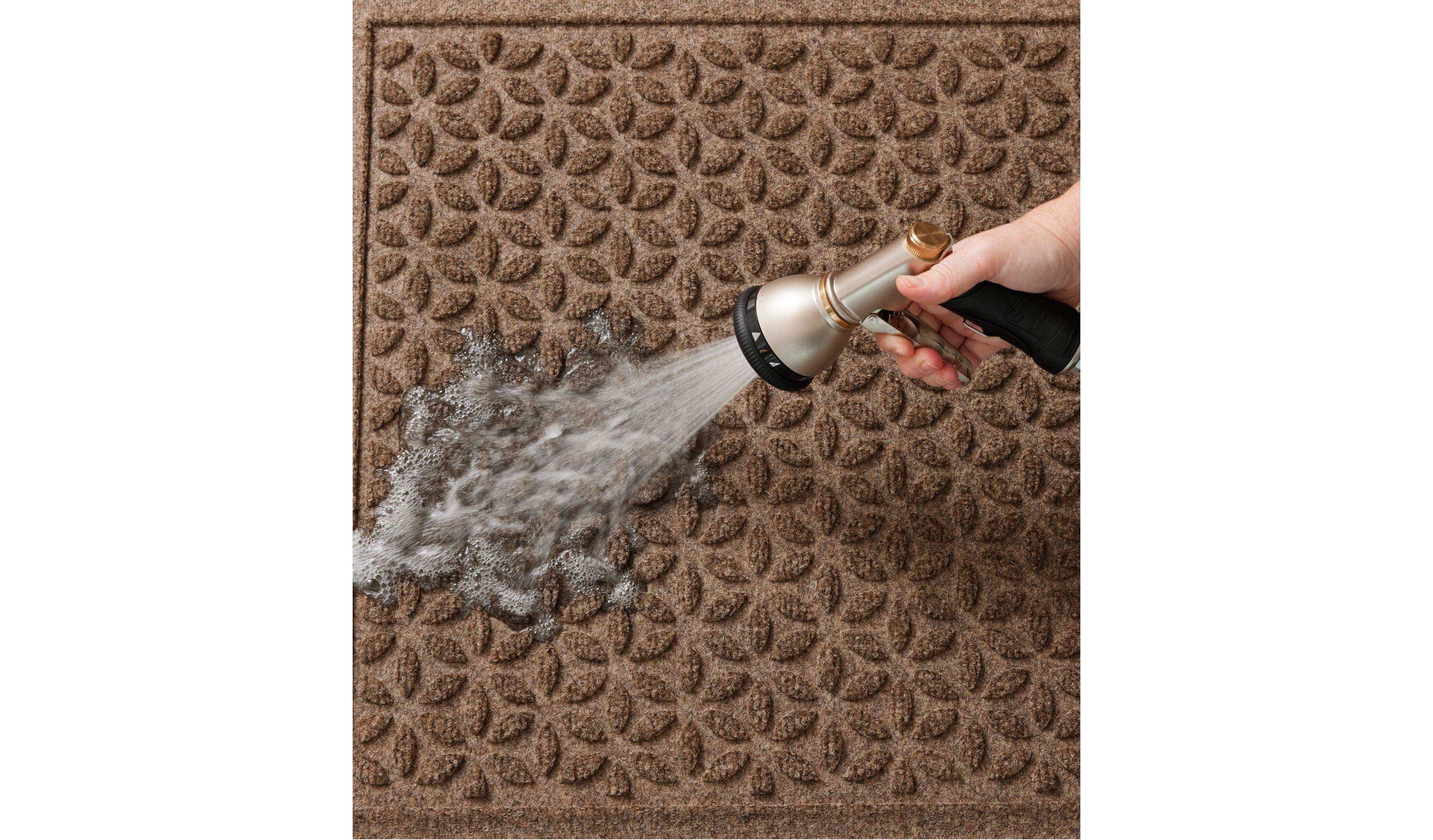 Heavyweight Recycled Waterhog Doormat, Half Round, Blooming Circles