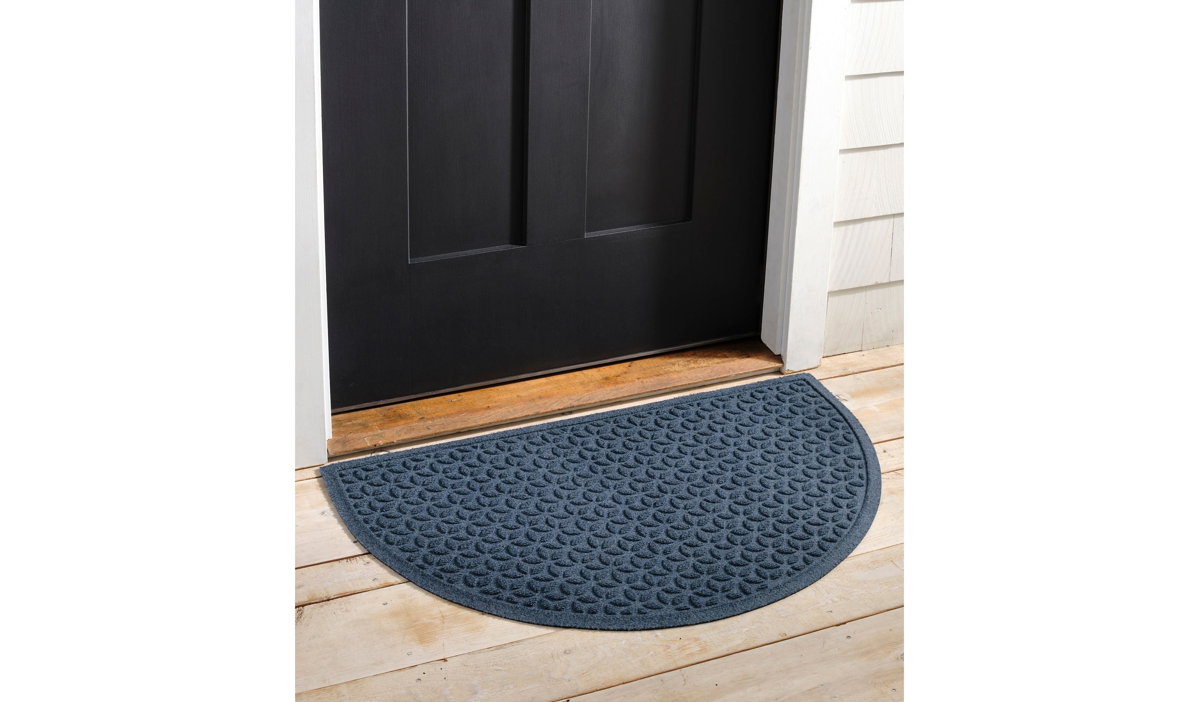 Heavyweight Recycled Waterhog Doormat, Half Round, Blooming Circles