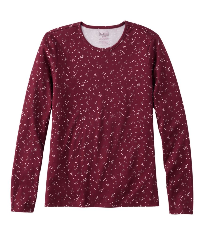 Women's Pima Cotton Tee, Long-Sleeve Crewneck Print