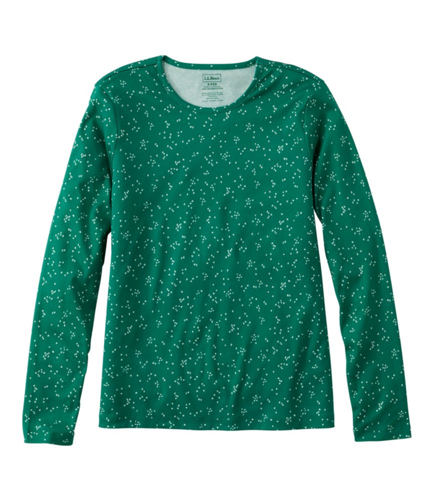 Women's Pima Cotton Tee, Long-Sleeve Crewneck Print