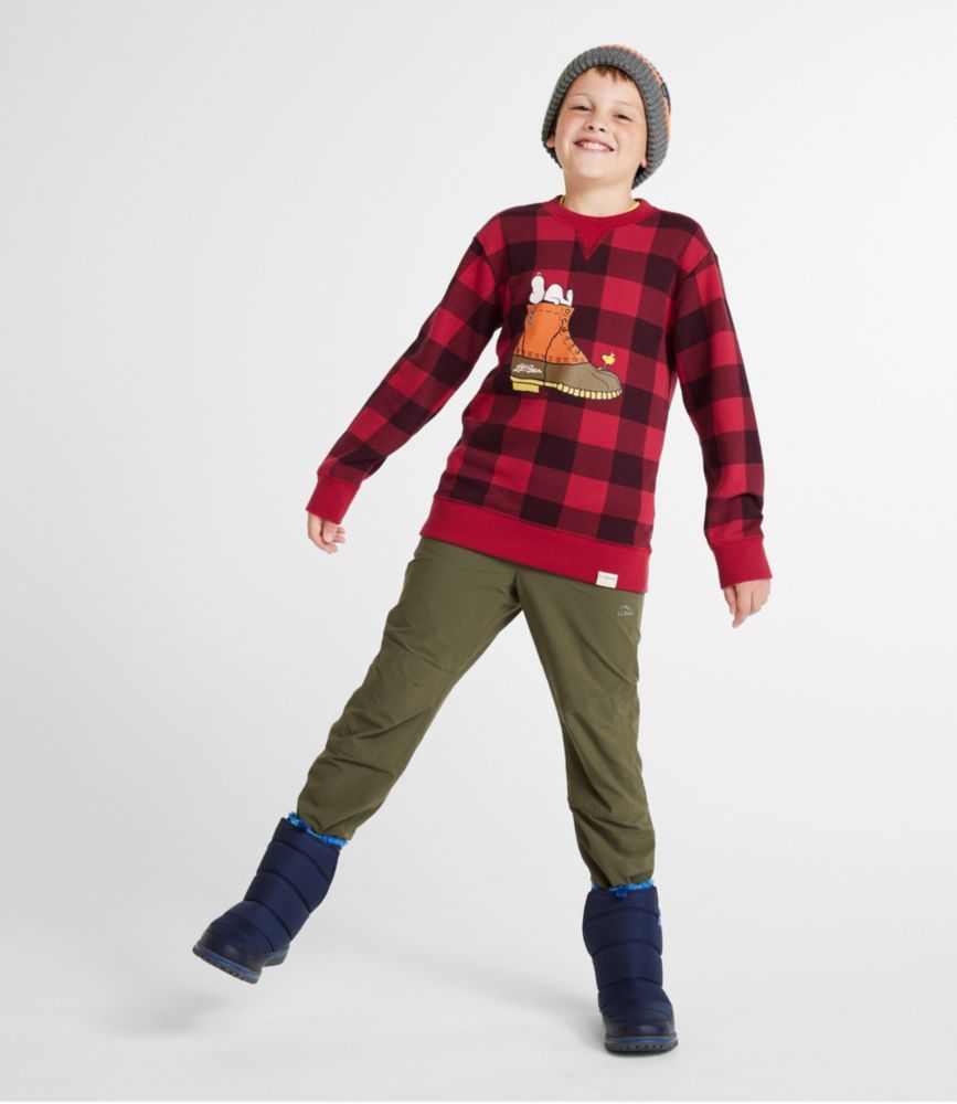 Kids' L.L.Bean x Peanuts Crew Sweatshirt, Deep Red Buffalo, small image number 2