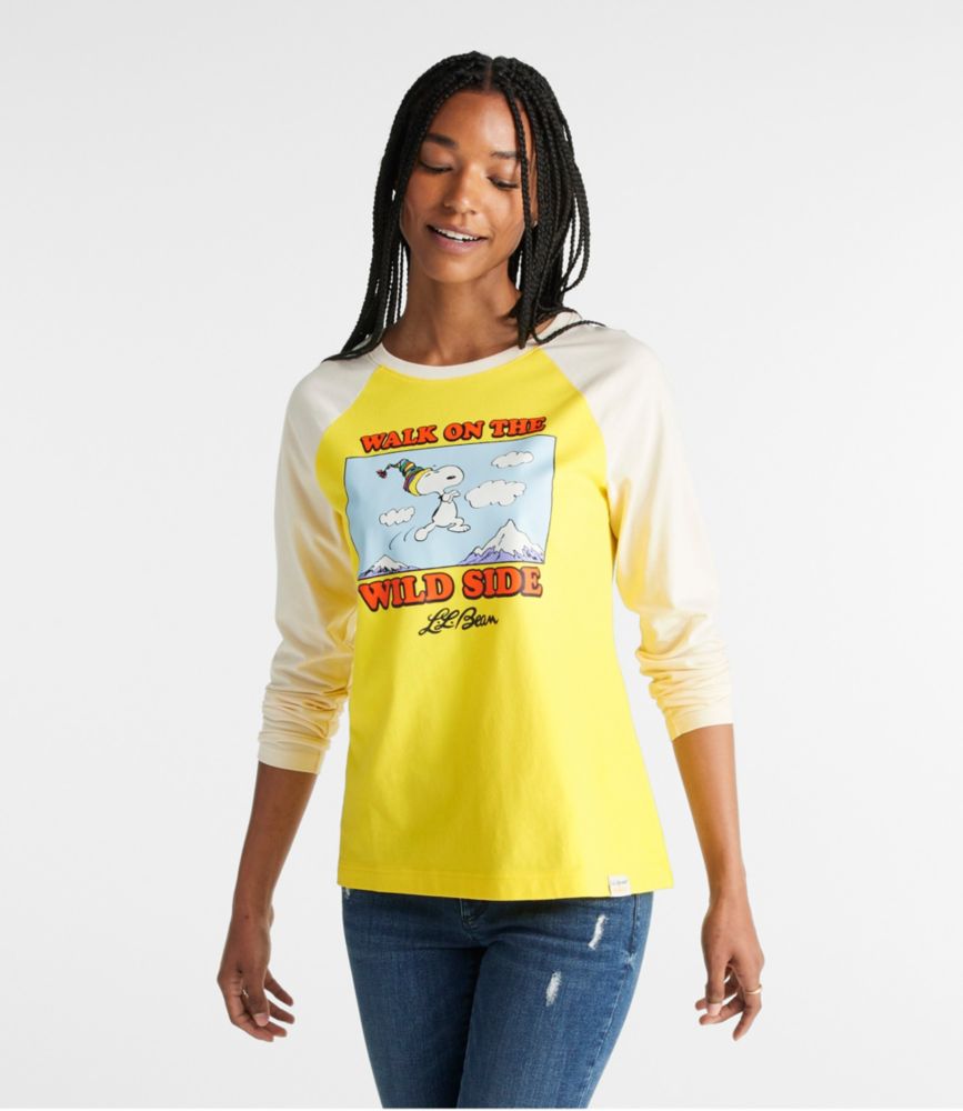 L.L.Bean x Peanuts Women's Raglan LongSleeve TShirt, Wild Side Tees