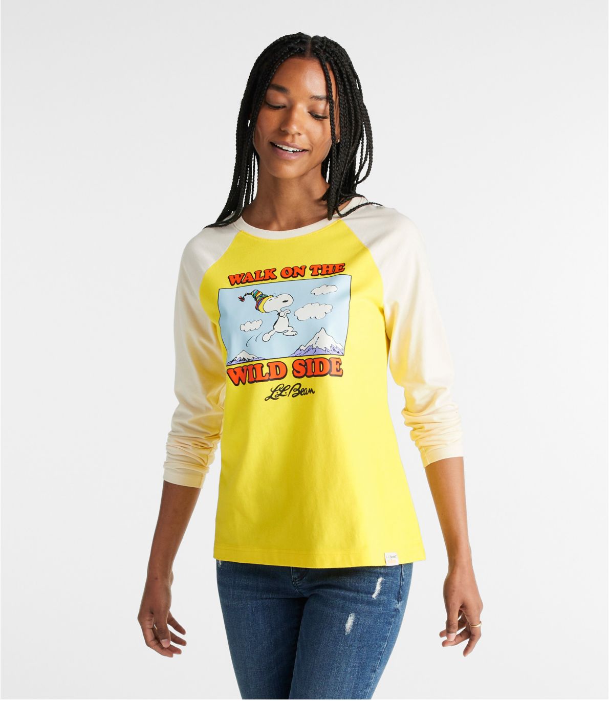 L.L.Bean x Peanuts Women's Raglan Long-Sleeve T-Shirt, Wild Side