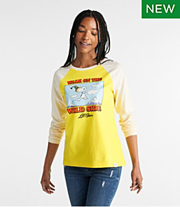 L.L.Bean x Peanuts Women's Raglan Long-Sleeve T-Shirt, Wild Side