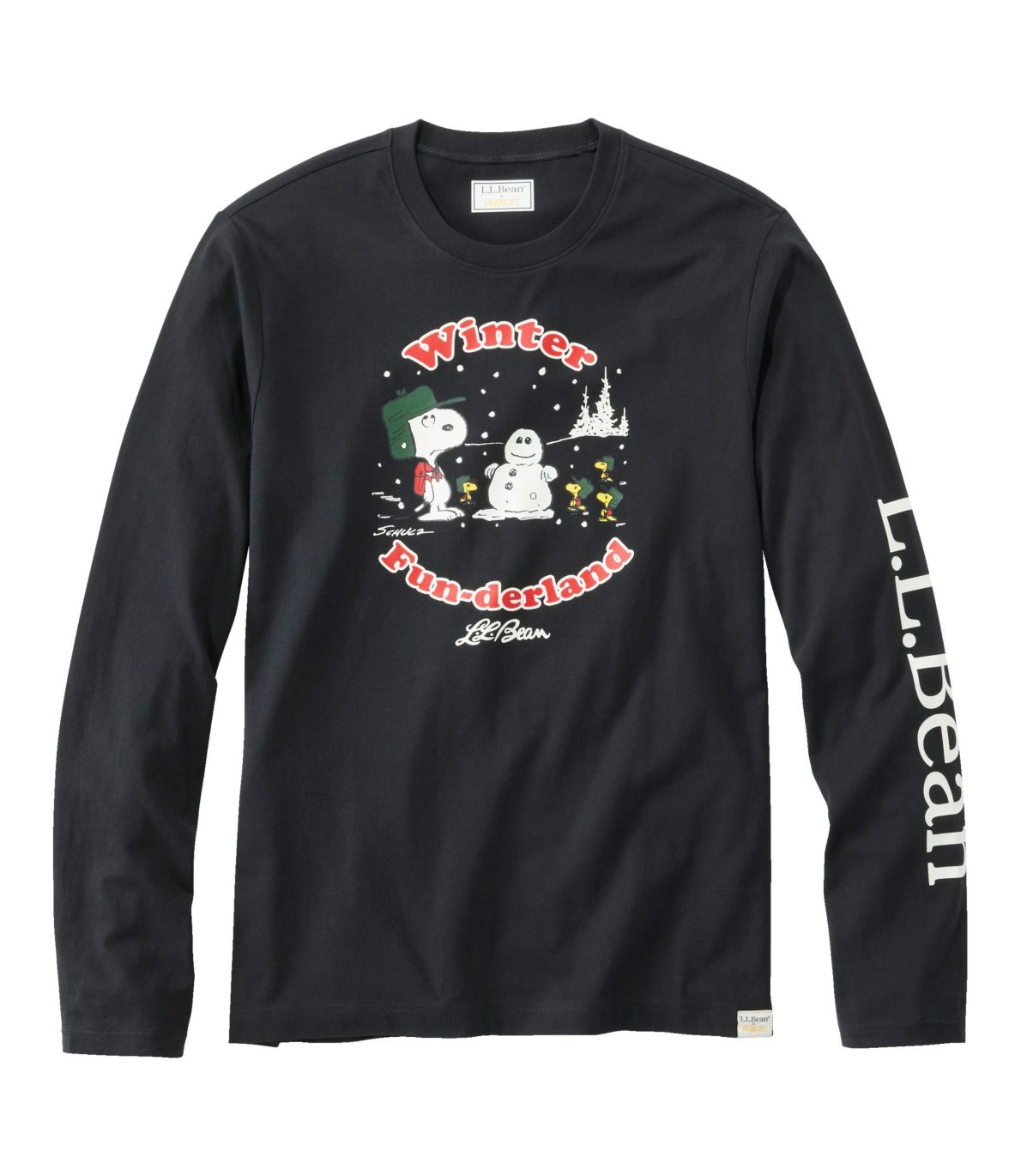 L.L.Bean x Peanuts Men's Long-Sleeve T-Shirt, Winter Fun