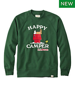 L.L.Bean x Peanuts Adults' Sweatshirt, Crewneck, Happy Camper