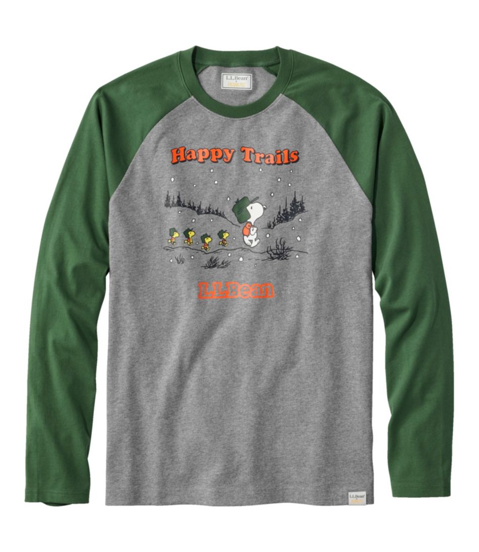 L.L.Bean x Peanuts Men's Raglan Long-Sleeve T-Shirt, Happy Trails
