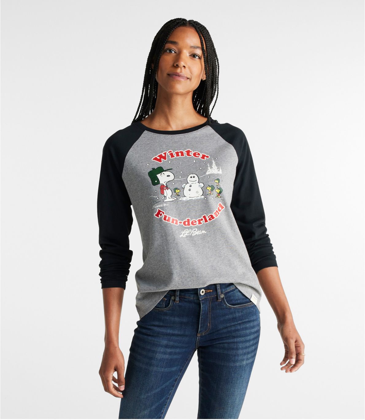 L.L.Bean x Peanuts Women's Raglan LongSleeve TShirt, Winter