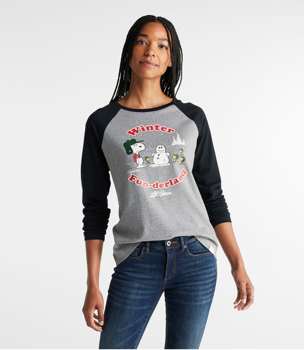 L.L.Bean x Peanuts Women's Raglan Long-Sleeve T-Shirt, Winter