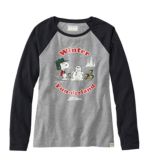L.L.Bean x Peanuts Women's Raglan Long-Sleeve T-Shirt, Winter Funderland