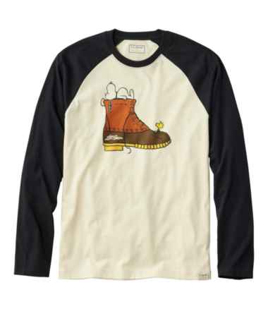 L.L.Bean x Peanuts Men's Raglan Long-Sleeve T-Shirt, Bean Boot