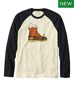 L.L.Bean x Peanuts Men's Raglan Long-Sleeve T-Shirt, Bean Boot