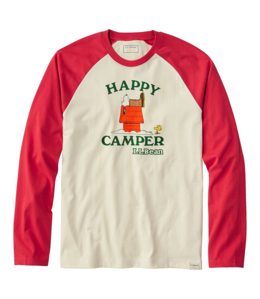 L.L.Bean x Peanuts Men's Raglan LongSleeve TShirt, Happy Camper