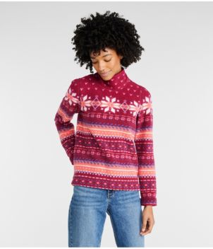 Women's Cozy Cottage Fleece, Funnelneck Pullover Fair Isle