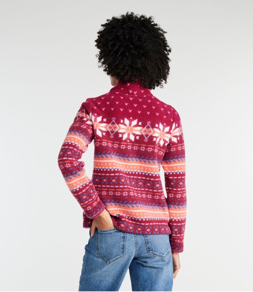 Women's Cozy Cottage Fleece, Funnelneck Pullover Fair Isle