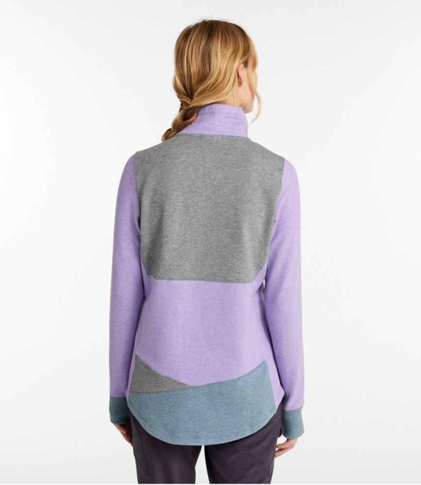 Women's L.L.Bean Cozy Mixed-Knit Pullover, Colorblock, Gray Heather/Cadet Blue Heather, small image number 3