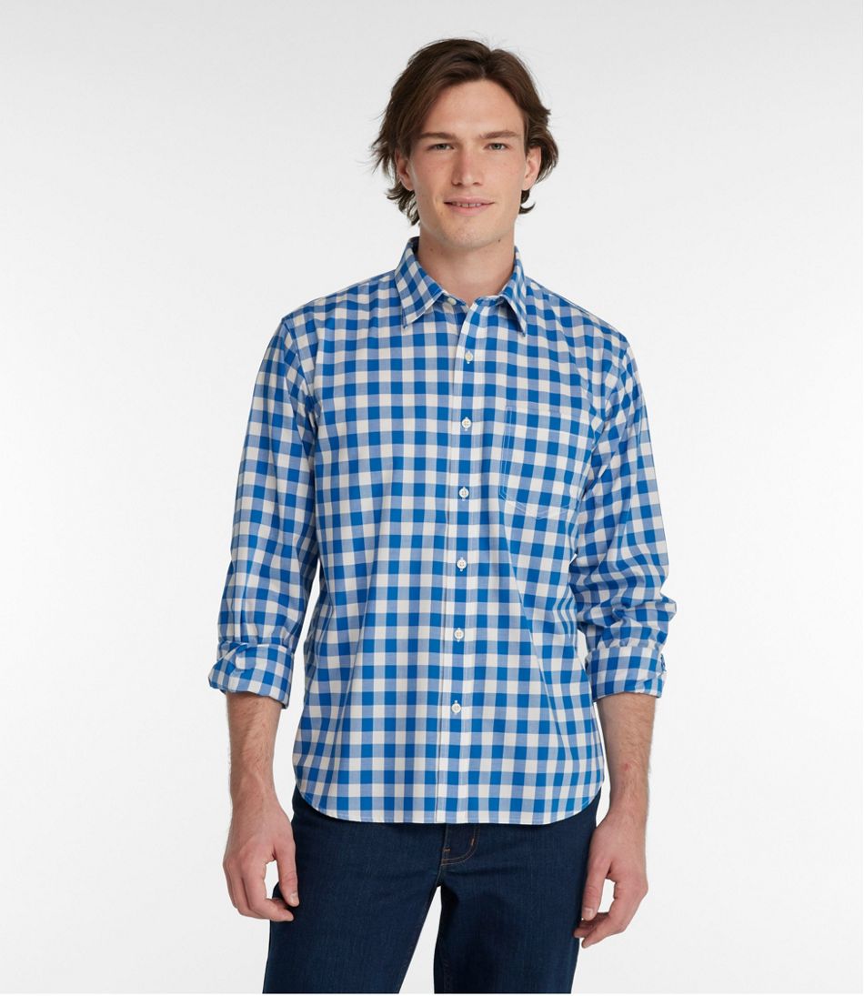 Men's Wrinkle-Free Everyday Shirt, Traditional Untucked Fit, Plaid, Long-Sleeve Deep Ocean Xxxl, Cotton | L.L.Bean, Regular