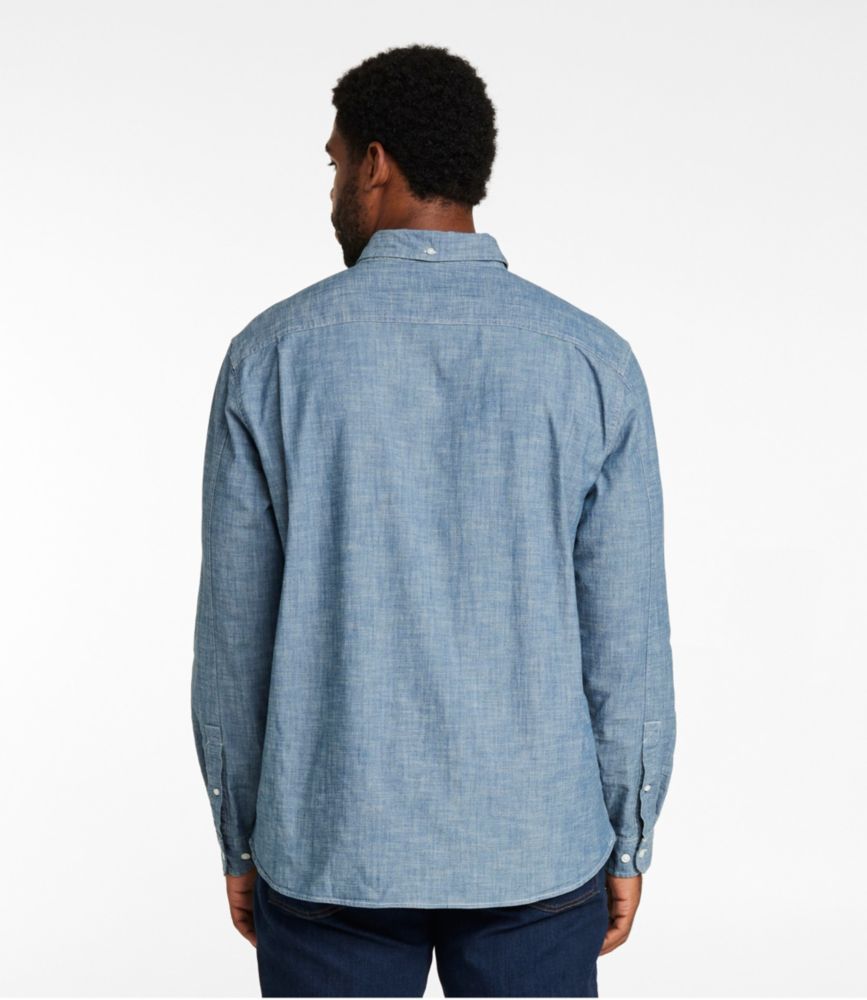 Men's Comfort Stretch® Chambray Shirt, Long-Sleeve, Slightly Fitted Untucked Fit, Sea Green, small image number 5