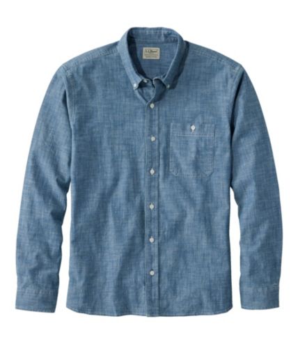 1990'S Vintage LLBean Long Sleeve Button-Down Shirt, Made in USA, Men's XL cotton Blue type light blue Vintage Second Hand