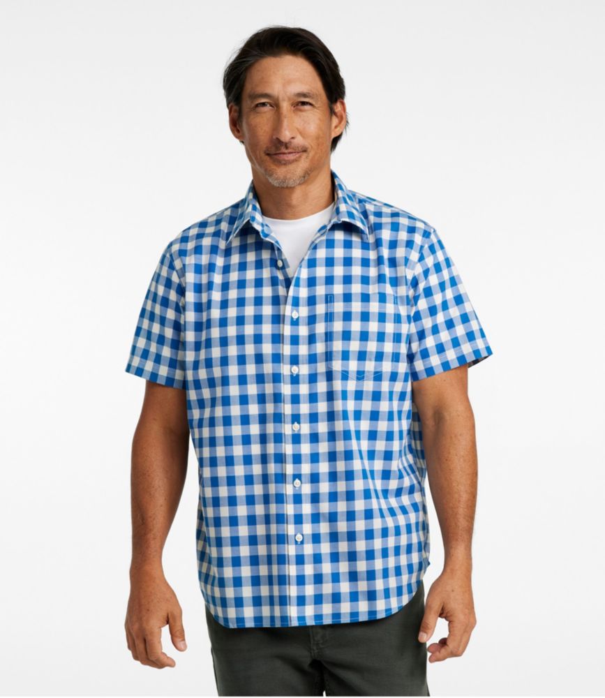 Men's Bean's Wrinkle-Free Everyday Shirt, Traditional Untucked Fit, Plaid, Short-Sleeve, Deep Ocean, small image number 2