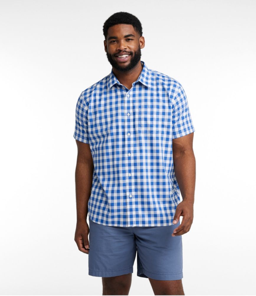 Men's Bean's Wrinkle-Free Everyday Shirt, Traditional Untucked Fit, Plaid, Short-Sleeve, Pale Turquoise, small image number 4