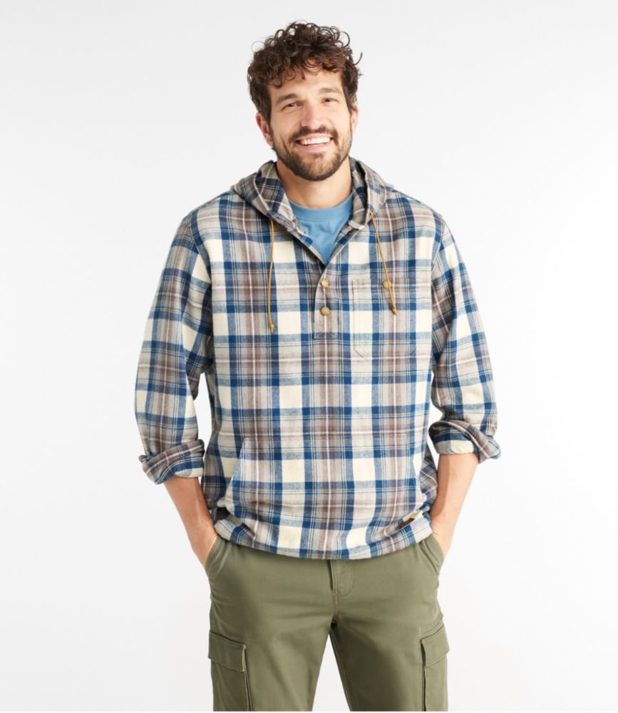 Men's Scotch Plaid Flannel Shirt, Anorak, Traditional Fit, Grey Stewart, small image number 2