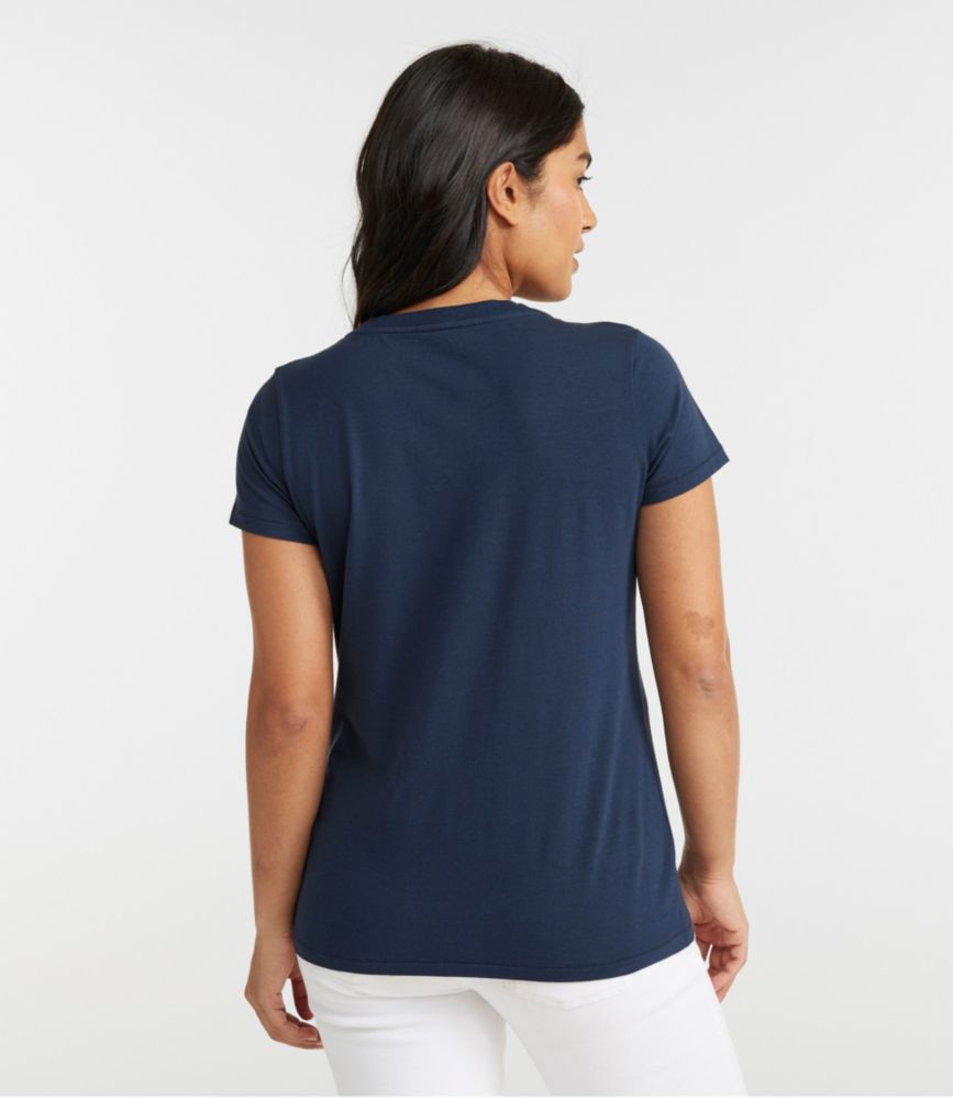 Women's Soft Stretch Supima-Blend Tee, Scoopneck Short-Sleeve, Bayside Blue, small image number 3