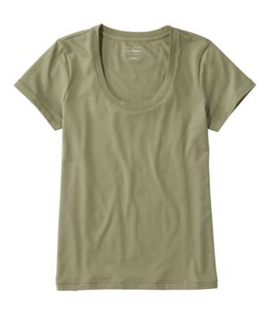 Women's Soft Stretch Supima-Blend Tee, Scoopneck Short-Sleeve