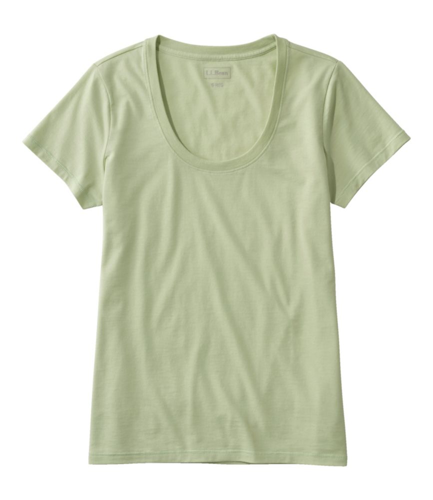 Women's Soft Stretch Supima Tee, Scoopneck Short-Sleeve, Light Moss, small image number 1