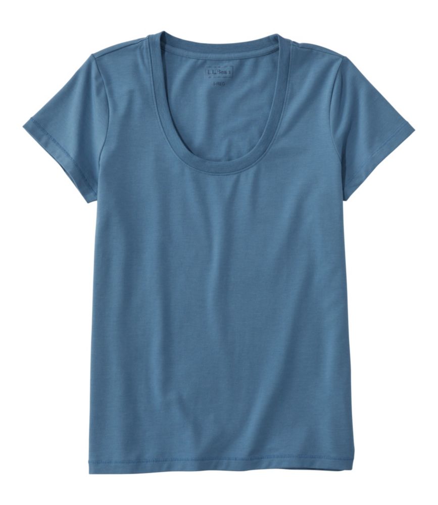 Women's Soft Stretch Supima Tee, Scoopneck Short-Sleeve, Bayside Blue, small image number 1