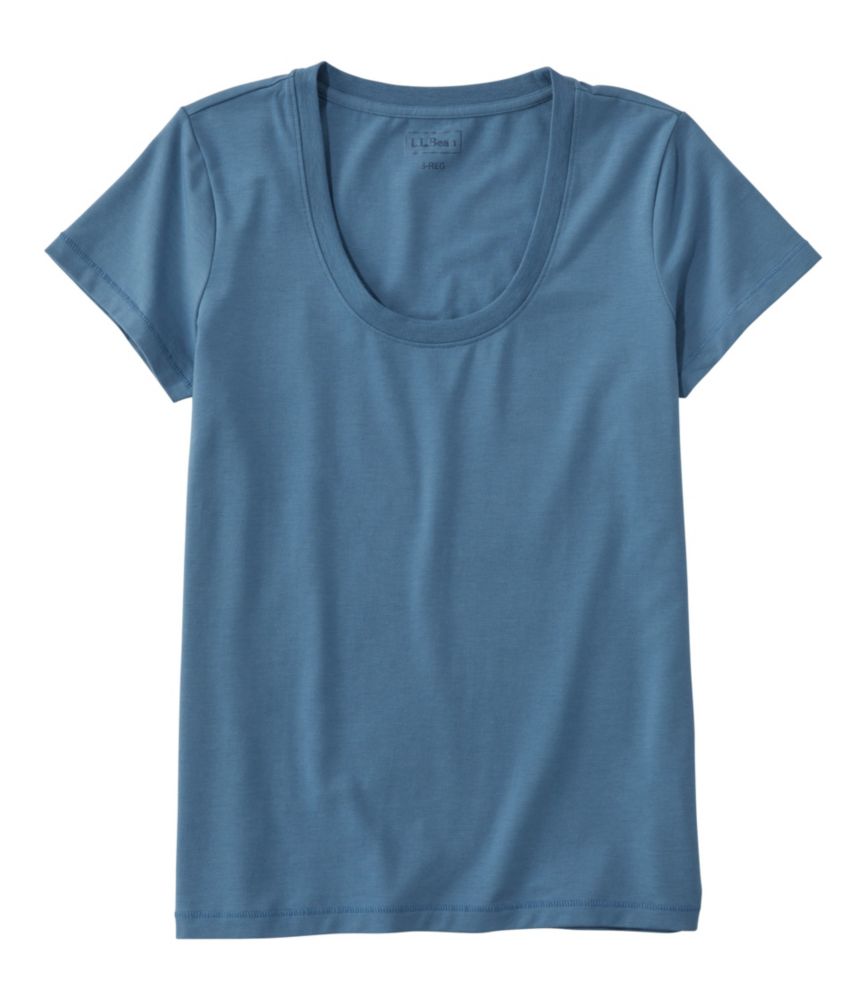 Women's Soft Stretch Supima-Blend Tee, Scoopneck Short-Sleeve