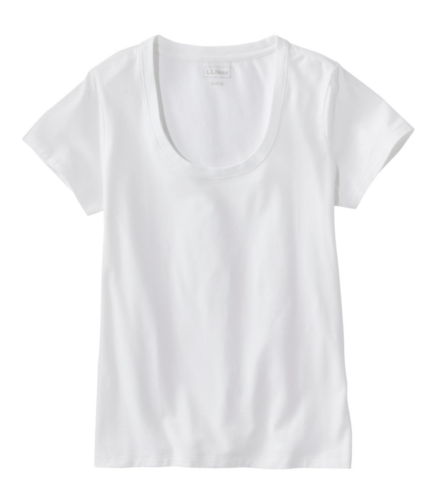 Women's Soft Stretch Supima-Blend Tee, Scoopneck Short-Sleeve