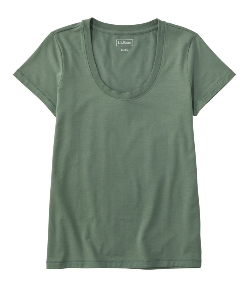 Women's Soft Stretch Supima-Blend Tee, Scoopneck Short-Sleeve